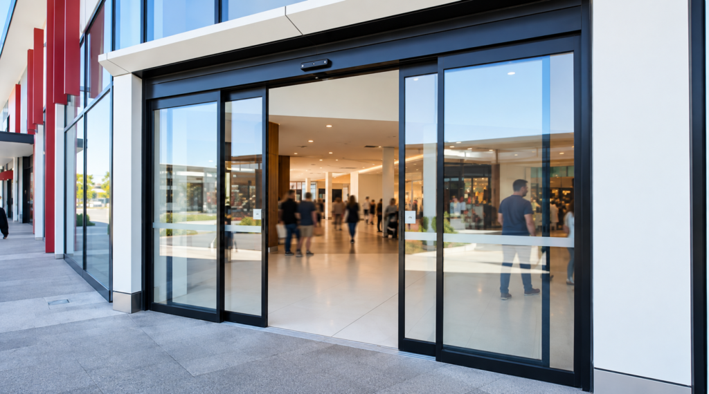Glass automatic door entrance installed by Euro Automatic Doors